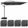 Quadratischer Regenschirm mit 4 befüllbaren Ballastplatten Grau