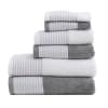 Juego de 6 toallas 500 gr/m2 gris con rayas 100% algodón