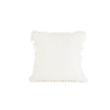 Cojin blanco con pompones 100% algodón prelavado 60x60 cm
