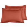 2 taies d'oreiller rayées en satin de coton Terracota 50x70 cm
