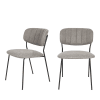 Lot de 2 chaises en tissu et métal pieds noirs gris
