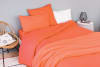 Housse de couette unie en coton lavé orange corail 140x200 cm