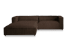 Canapé d'angle gauche 4 places en velours côtelé marron