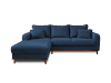 Canapé d'angle gauche 4 places en velours côtelé bleu ardoise