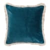 Fodera per cuscino velluto di cotone 50x50 blu peacock