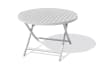 Mesa de jardín redonda plegable de aluminio gris