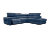 Canapé d'angle droit 5 places avec relax électrique tissu bleu foncé