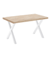 Mesa comedor estilo industrial patas blancas en 'x' 140x80 cm