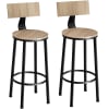 2 tabourets de bar bois clair industriel - chêne sonoma
