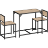 Ensemble table + 2 chaises style vintage bois clair industriel