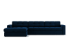 Canapé d'angle 4 places en velours bleu roi