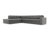 Canapé d'angle 5 places en velours gris clair