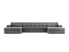 Sofá panorámico 5 plazas de terciopelo gris claro