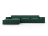 Sofá esquinero izquierdo 4 plazas de tela verde
