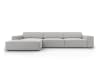 Canapé d'angle 4 places en tissu structuré gris clair