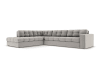 Canapé d'angle 5 places en tissu structuré gris clair