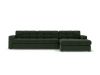 Sofá esquinero derecho 4 plazas de tela verde oscuro