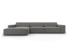 Canapé d'angle 4 places en velours gris clair