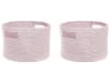 Conjunto de 2 cestas de algodón rosa pastel 20 cm