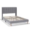 Estructura de cama tapizada de 30 cm, 150x190 cm, gris claro