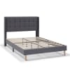 Estructura de cama tapizada de 30 cm, 90x190 cm, gris oscuro