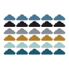 Stickers muraux en vinyle nuages bleu et moutarde
