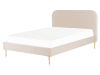 Letto con rete a doghe velluto beige e oro 160 x 200 cm