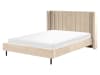 Letto matrimoniale velluto beige 160 x 200 cm