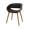 Chaise en cuir synthétique noir et bois plaqué noyer