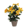 Ibisco artificiale giallo in vaso alt.40