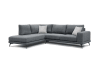 Canapé d'angle gauche 5 places tissu gris foncé