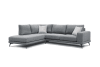Canapé d'angle gauche 5 places tissu gris