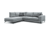 Canapé d'angle gauche 5 places tissu gris clair