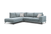 Canapé d'angle gauche 5 places tissu bleu clair