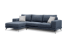 Canapé d'angle gauche 4 places tissu bleu foncé