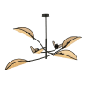 Rattan Kronleuchter mit 6 Lichtern und blattförmigen Lampenschirmen