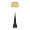 Lampadaire naturel avec structure noire et abat-jour en rotin