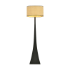 Lámpara de pie natural con estructura negra y pantalla de ratán