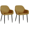 Lot de 2 fauteuils de table design velours jaune