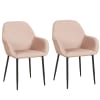 Lot de 2 fauteuils de table design velours rose