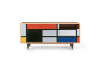 Mueble de TV multicolores 2 cajones y 2 puertas  L 125 cm