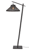 Lampadaire bambou abat-jour bambou noir, h. 150cm