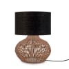 Lampe de table rotin abat-jour lin naturel/noir, h. 48cm