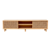 Mueble de TV 2 puertas de madera maciza natural con celosía 180 cm