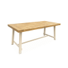 Table en bois clair, effet teck et acier ivoire