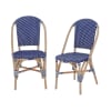 Lot de 2 chaises bleu et blanc bistrot en rotin et polyrotin
