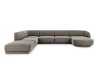 Canapé d'angle côté gauche 6 places en tissu chenille gris