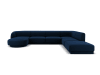 Canapé d'angle côté droit 6 places en tissu velours bleu roi