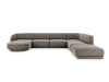 Canapé d'angle côté droit 6 places en tissu chenille gris