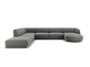 Canapé d'angle côté gauche 6 places en tissu velours gris clair